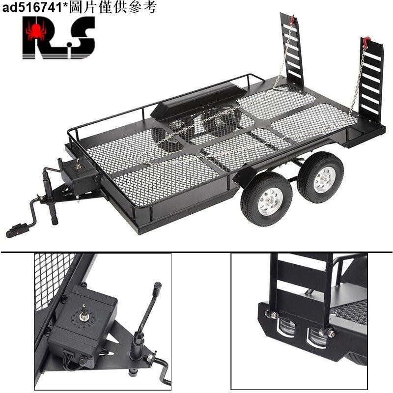 大賣D TRX4 KM2 D90 SCX10 易控1/10雙軸金屬拖車 攀爬車通用平板大拖車jbx店