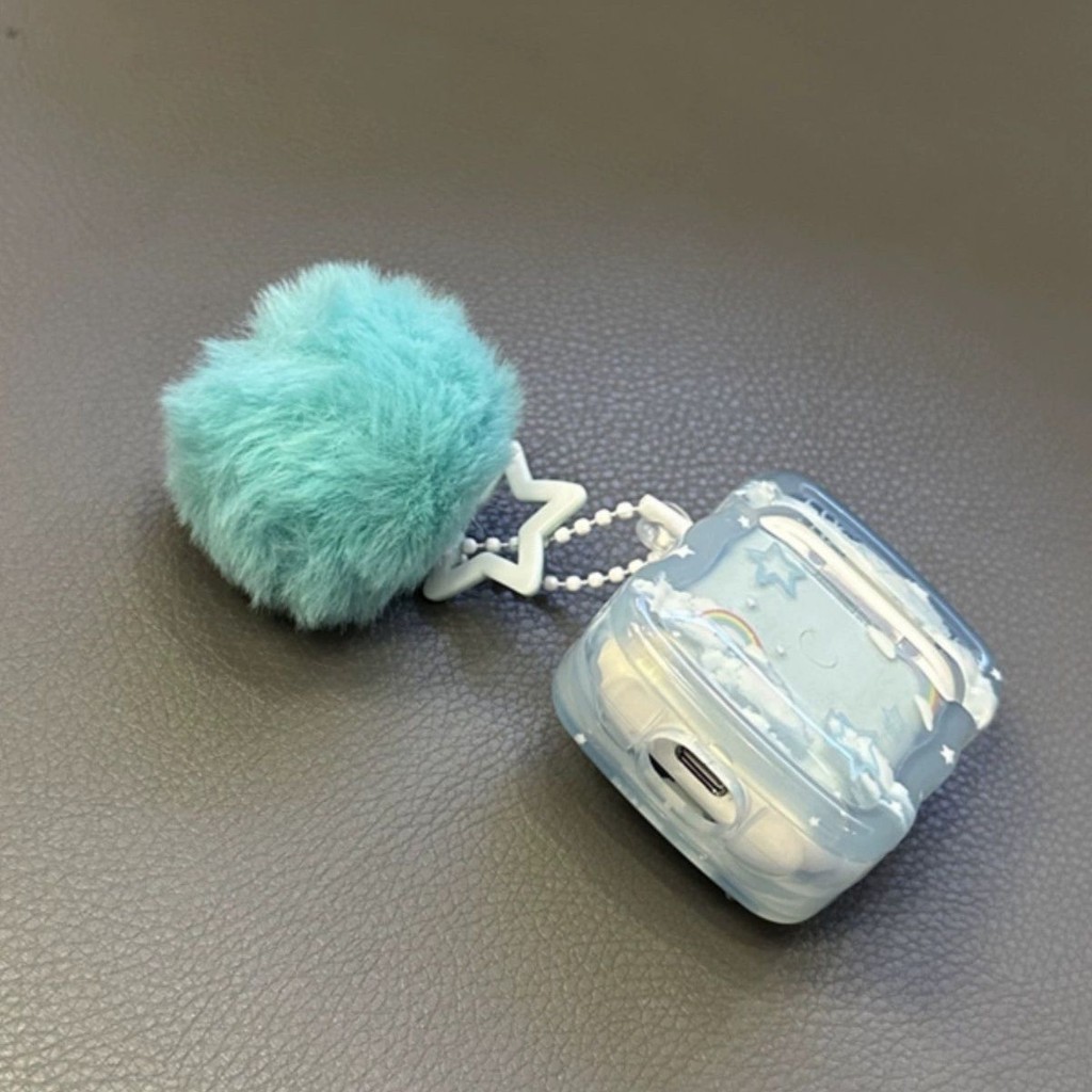 🔥愛上殼 耳機殼 保護殼 薄荷藍色星星適用蘋果無線藍牙airpods pro1代耳機保護套2代3代殼