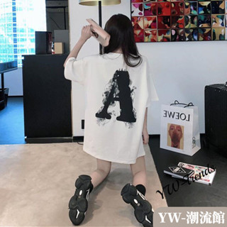 【YW】韓係大碼顯瘦圓領短袖T恤女 新款ins短袖上衣 寬鬆遮肉中長款半袖上衣 百搭棉t 女裝