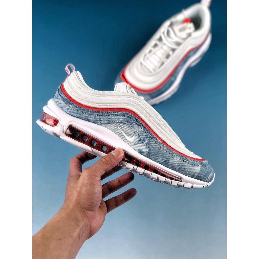 Nike Air Max 97 WDP 白藍紅 牛仔藍 紅線 氣墊鞋 子彈 DV2180-900 慢跑鞋