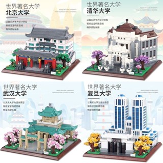 世界名建築 積木 中國四大名校積木拼裝模型清華大學世界著名建築益智拼圖玩具禮物