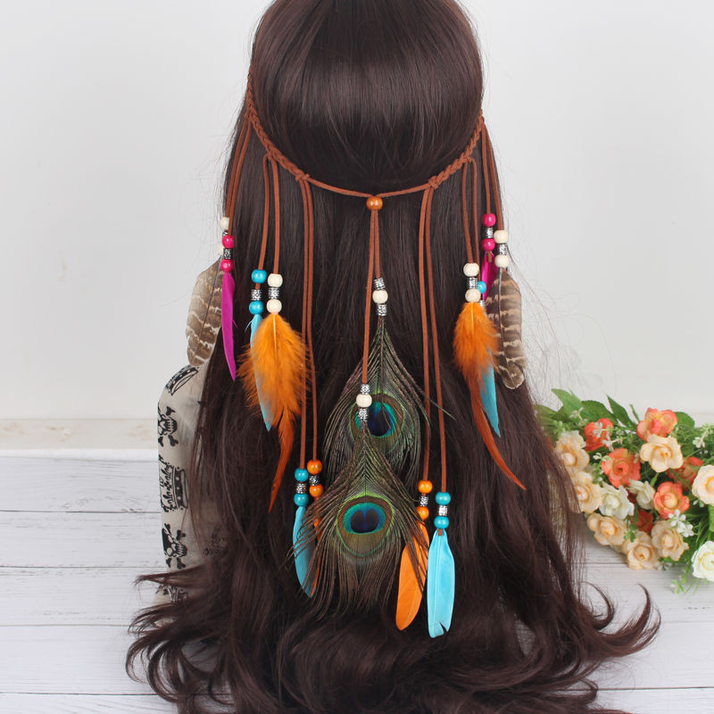 【新款現貨】髮飾女印第安民族風超僊羽毛頭飾髮箍錶演旅遊波西米亞羽毛髮帶