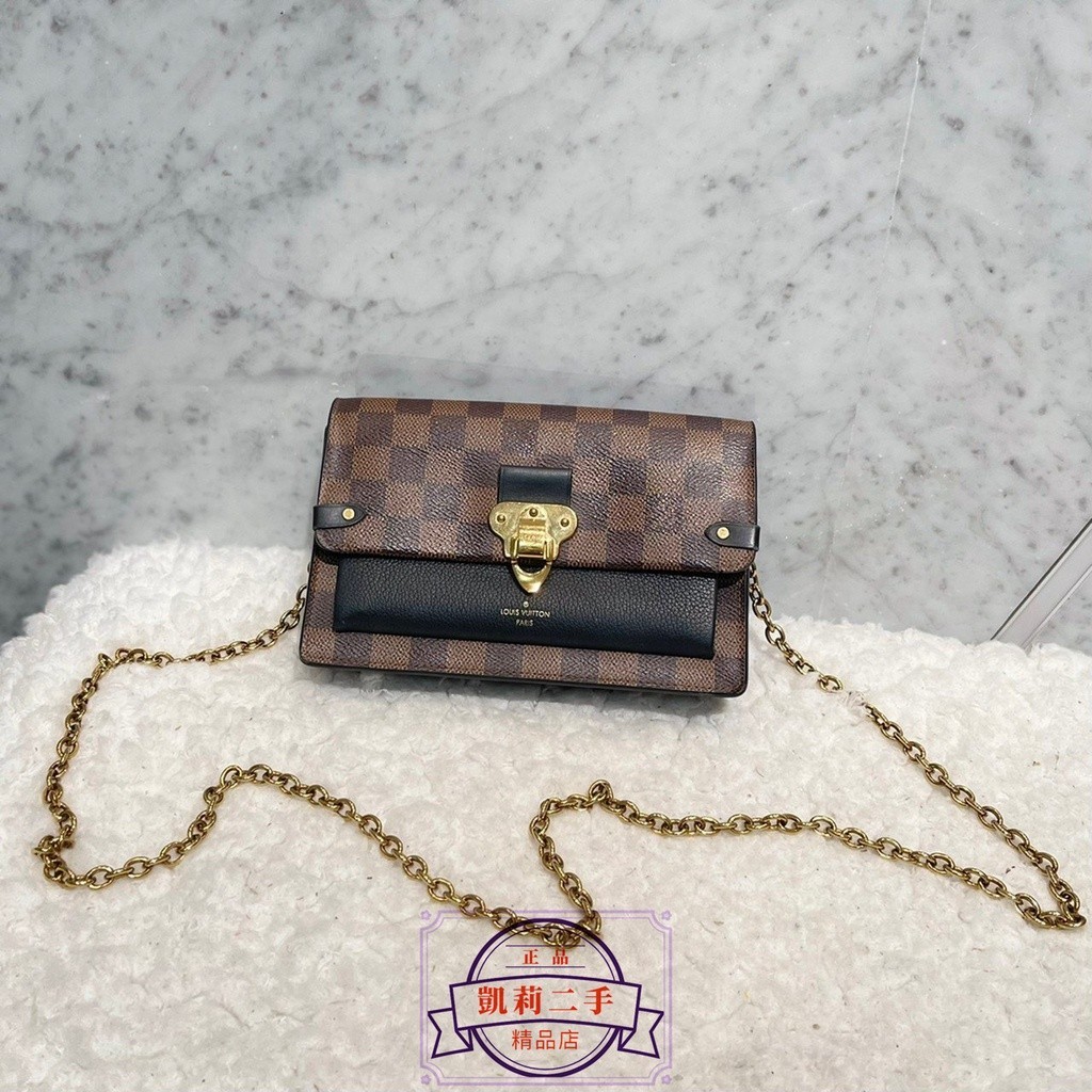 【凱莉二手】LV Damier 咖啡色 棋盤格 VAVIN woc 信封包 鏈帶錢包 N60221 現貨+免運