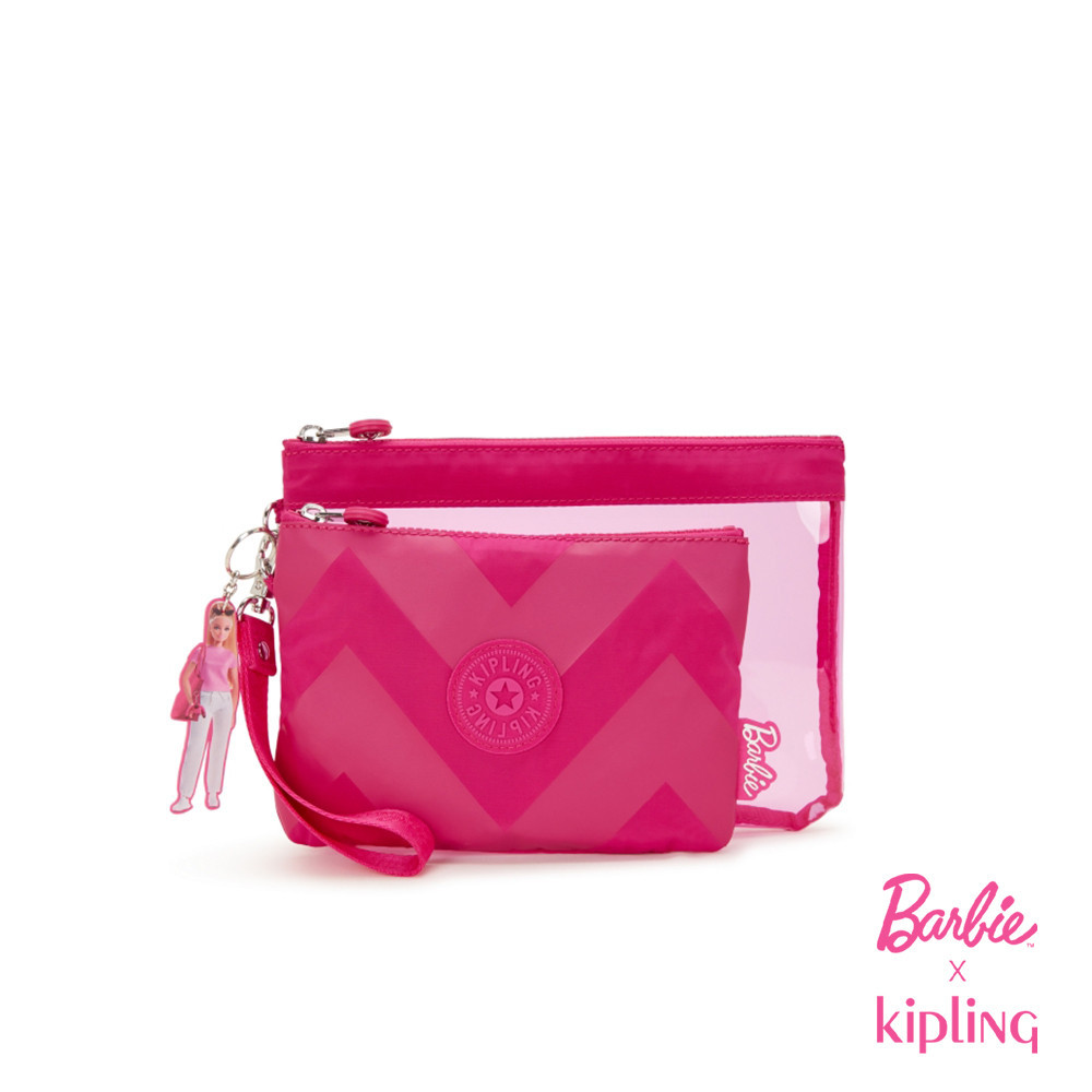 KIPLING x BARBIE 粉嫩果凍拉鍊袋手拿包-DUO POUCH L