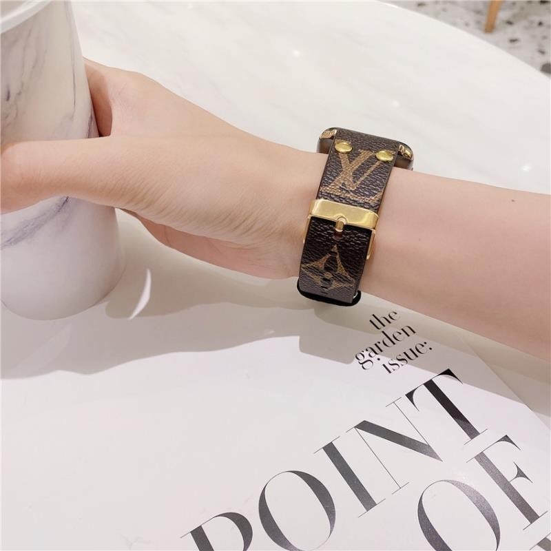台灣熱銷 大名稱 LV 蘋果手錶錶帶皮革復古時尚高端適用於 Apple Watch SE 7 6 5 4 第三代手