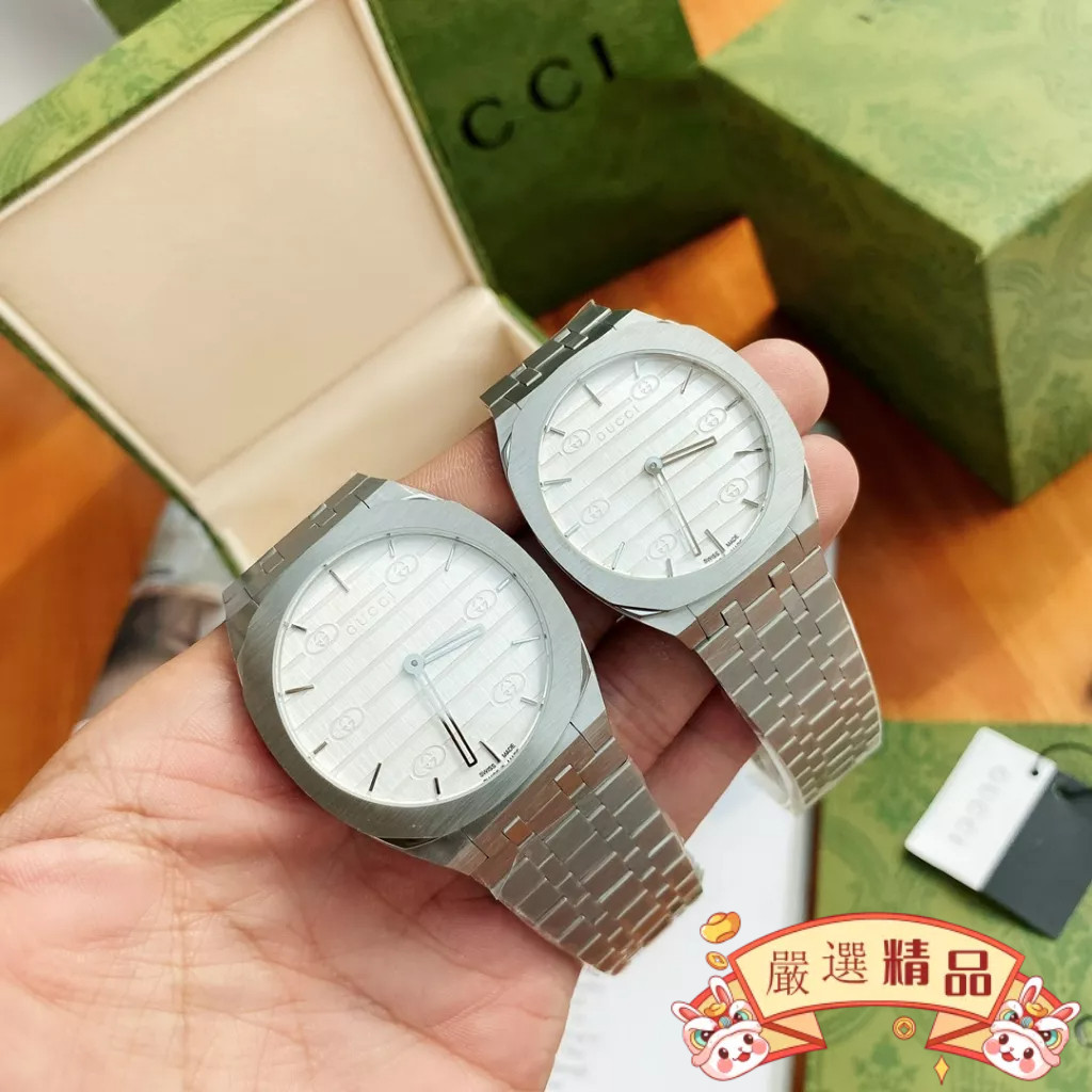 二手 GUCCI（古馳）全新閒置 25H腕錶 男女款石英機芯手錶YA163407 38mm