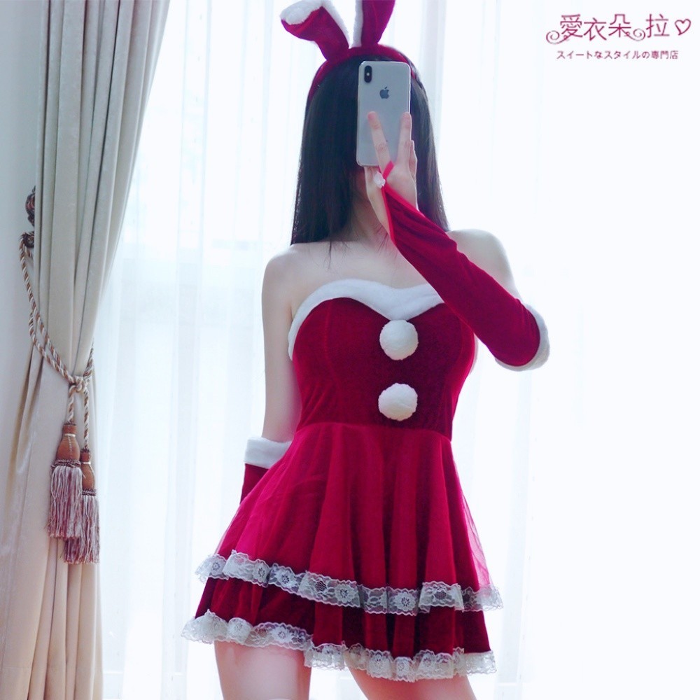 平口小洋裝 紅色兔女郎 角色扮演派對服飾