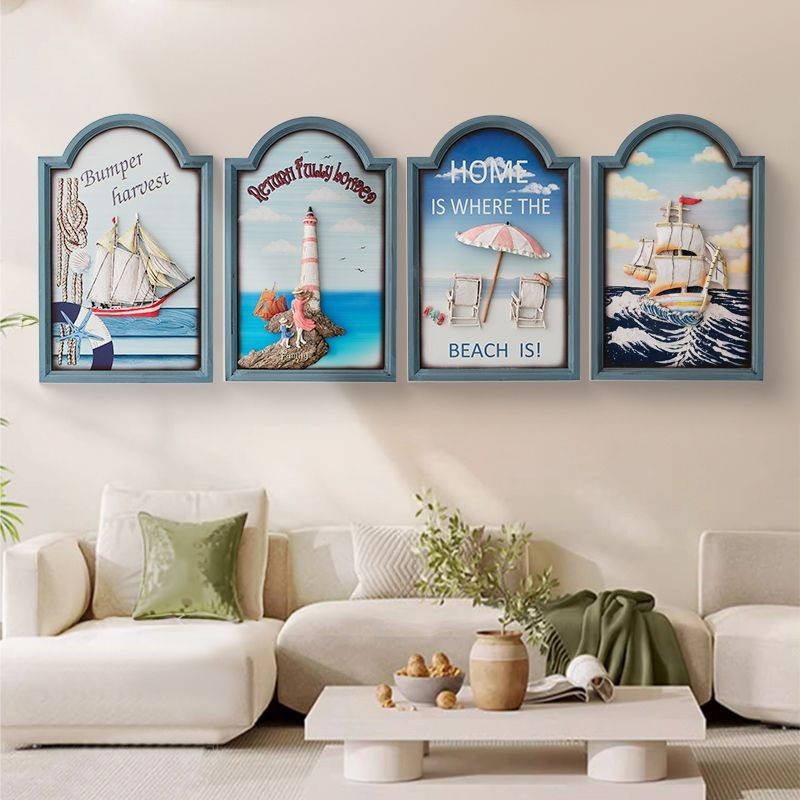創意墻面掛飾 家居 墻上裝飾品 壁飾 立體3D樹脂浮雕畫有框掛畫地中海風格裝飾畫客廳臥室墻畫歐式壁畫