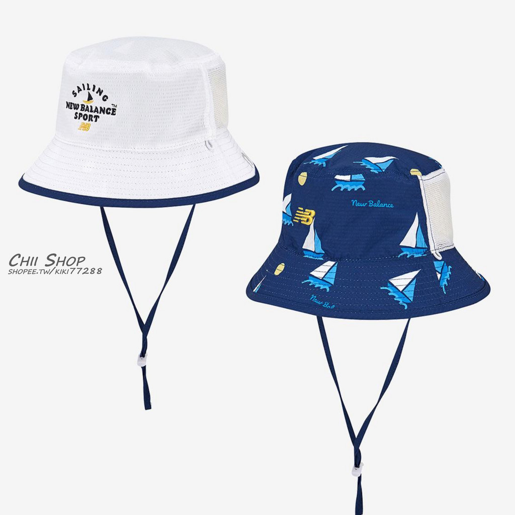 【CHII】韓國 New Balance 童帽 大童 小童 兩面漁夫帽 兒童帽 藍白色