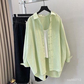 夏季長袖襯衫女 防曬襯衫女 寬鬆襯衫 純棉襯衫女 中長款襯衣外套 薄款外套女防曬襯衫 日系穿搭 襯衫外套 日系襯衫女