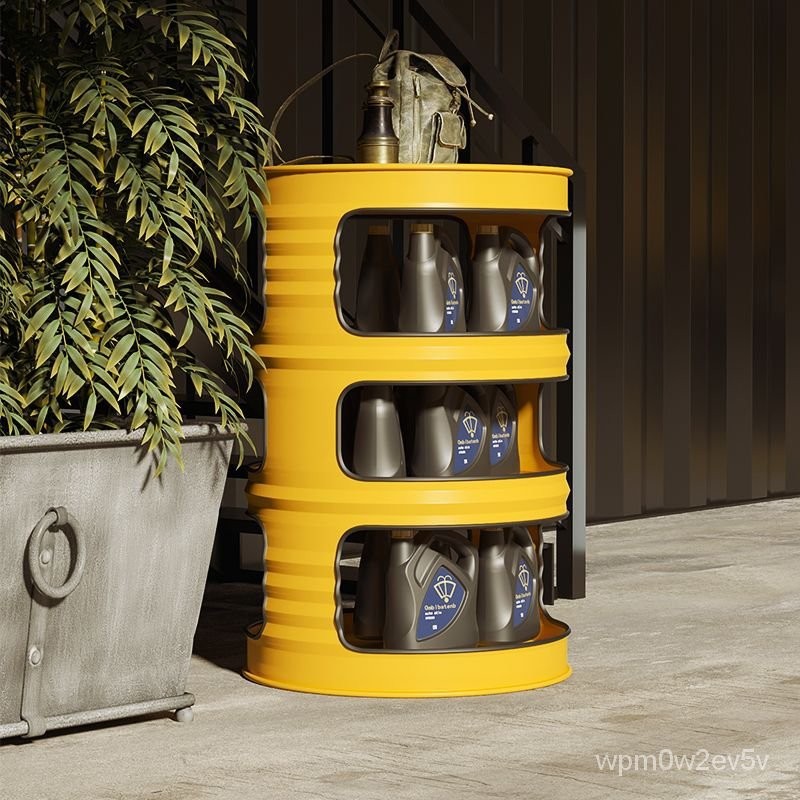 【免運】工業風置物架 鐵藝置物架複古創意裝飾油桶收納多層隔闆展示櫃個性