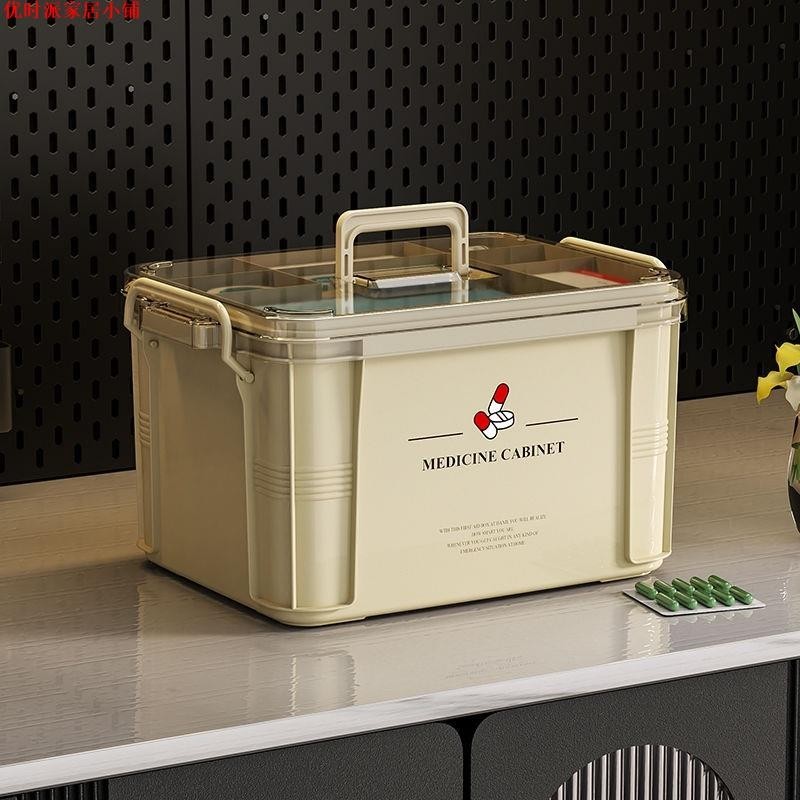 日式醫療箱 雙層藥箱 醫療箱 收納盒收納箱 藥盒 家庭裝醫藥箱家用大容量藥物藥品多層便攜特大號急救箱手提收納盒