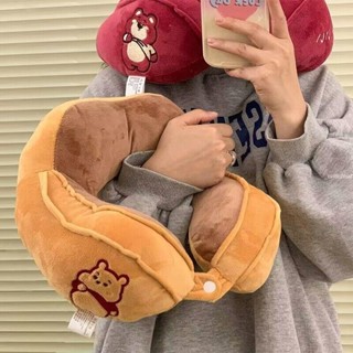 脖枕 可愛玫紅熊粉兔兔u型枕新款高顏值雙駝峰護頸枕旅行午睡枕脖子圈