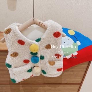 🌈甜甜圈kids🌈寶寶羊羔絨馬甲秋冬季洋氣外穿兒童加絨背心女寶冬裝女童馬夾保暖