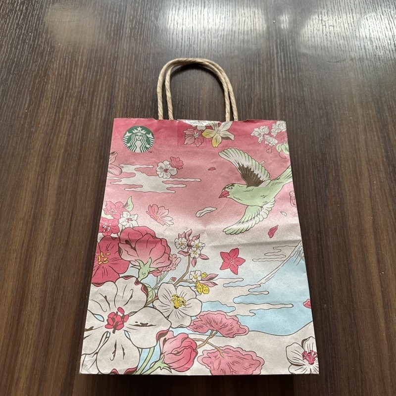 星巴克 日本春天富士山粉色櫻花幸福青鳥紙袋