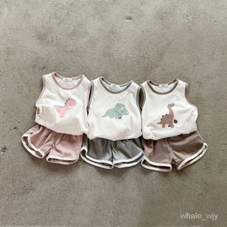 寶寶套裝 嬰兒套裝 寶寶衣服 韓版動物無袖上衣短褲 兒童套裝夏款 T恤短袖套裝 純棉上衣褲子兩件套