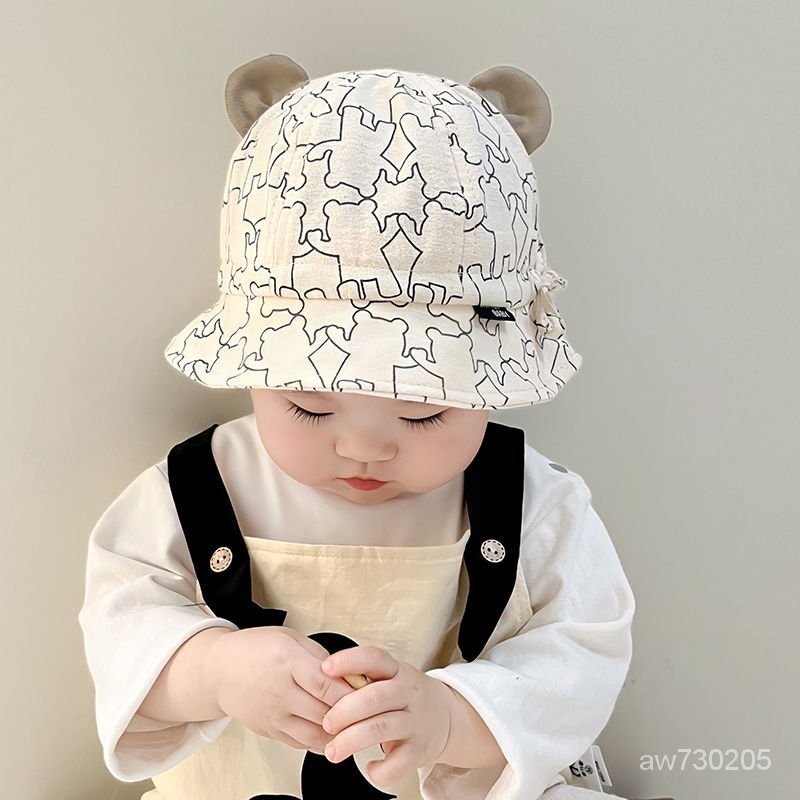 爆款💋嬰兒帽子春秋新款韓版純棉男女寶寶漁夫帽可愛超萌嬰幼兒遮陽盆帽 JEJC