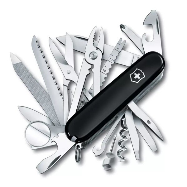 【Victorinox 瑞士維氏】瑞士刀 SWISS CHAMP 33用刀-黑(1.6795.3) 墊腳石購物網