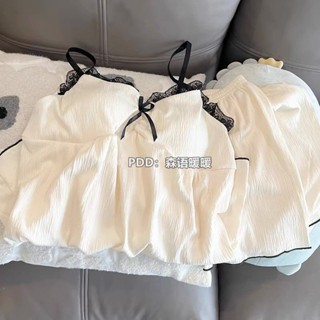 【Princess Home】睡衣女 高階感睡衣女 夏季弔帶短褲純慾ins風甜美寬鬆少女傢居服套裝 兩件套 傢居服 性感