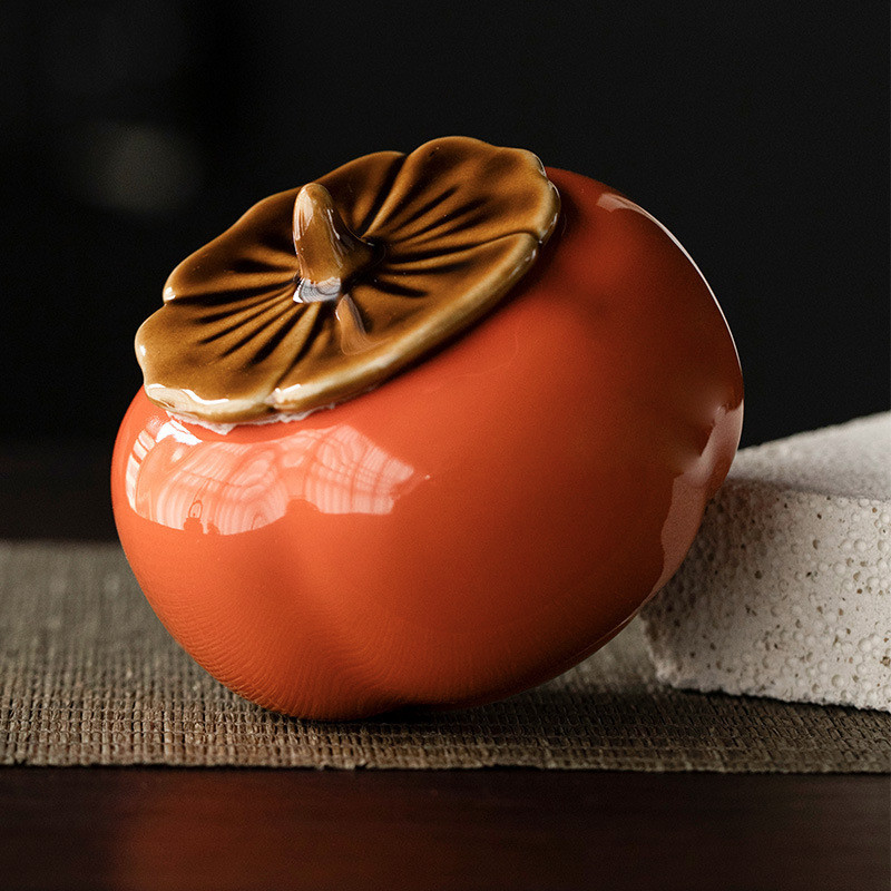 柿子如意陶瓷密封喜柿糖盒糖果創意茶葉罐迷你小號包裝喜糖罐罐子