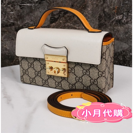 歐洲代購 GUCCI 古馳 Padlock mini 652683 帆布拼皮革鎖頭包 斜背包 ‎肩背包 免運