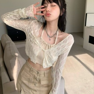 小可傢服飾~開衫外套 小外套 防曬 薄外套 短版開衫 港味溫柔杏色防曬開衫外套女小個子修身短款長袖上衣