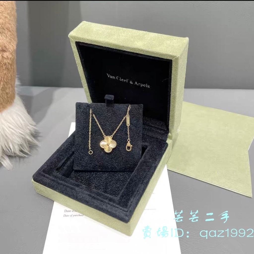 二手 Van Cleef &amp; Arpels 梵克雅寶 限量 鐳射 四葉草 中號 18K金 項鏈 吊墜