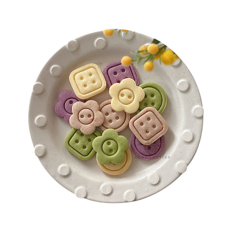 ｄｉｙ日式小清新紐扣餅干模創意小花圓形方塊手工饅頭餅皮手壓烘焙工具