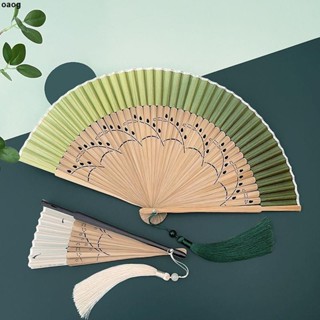 扇子 手扇 臺灣出貨🚙扇子古風新中式摺扇中國風舞蹈扇漢服旗袍綠色結婚新娘晨袍折疊扇