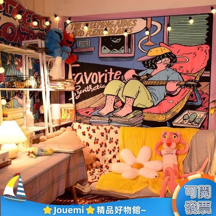 Jouemi 家用 臥室 壁紙美式掛布ins背景布宿舍改造牆布網紅床頭臥室史努比窗戶裝飾掛毯09