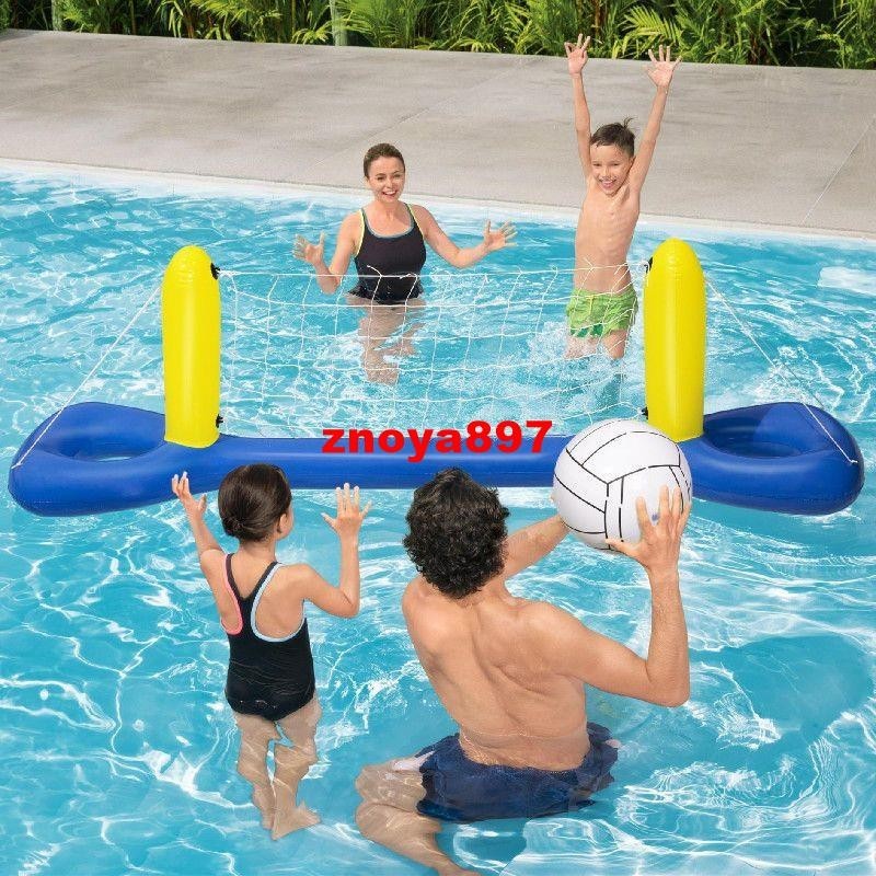 新品特惠@水上游戲球架充氣排球網套環兒童籃球架足球框手球門戲水玩具套餐