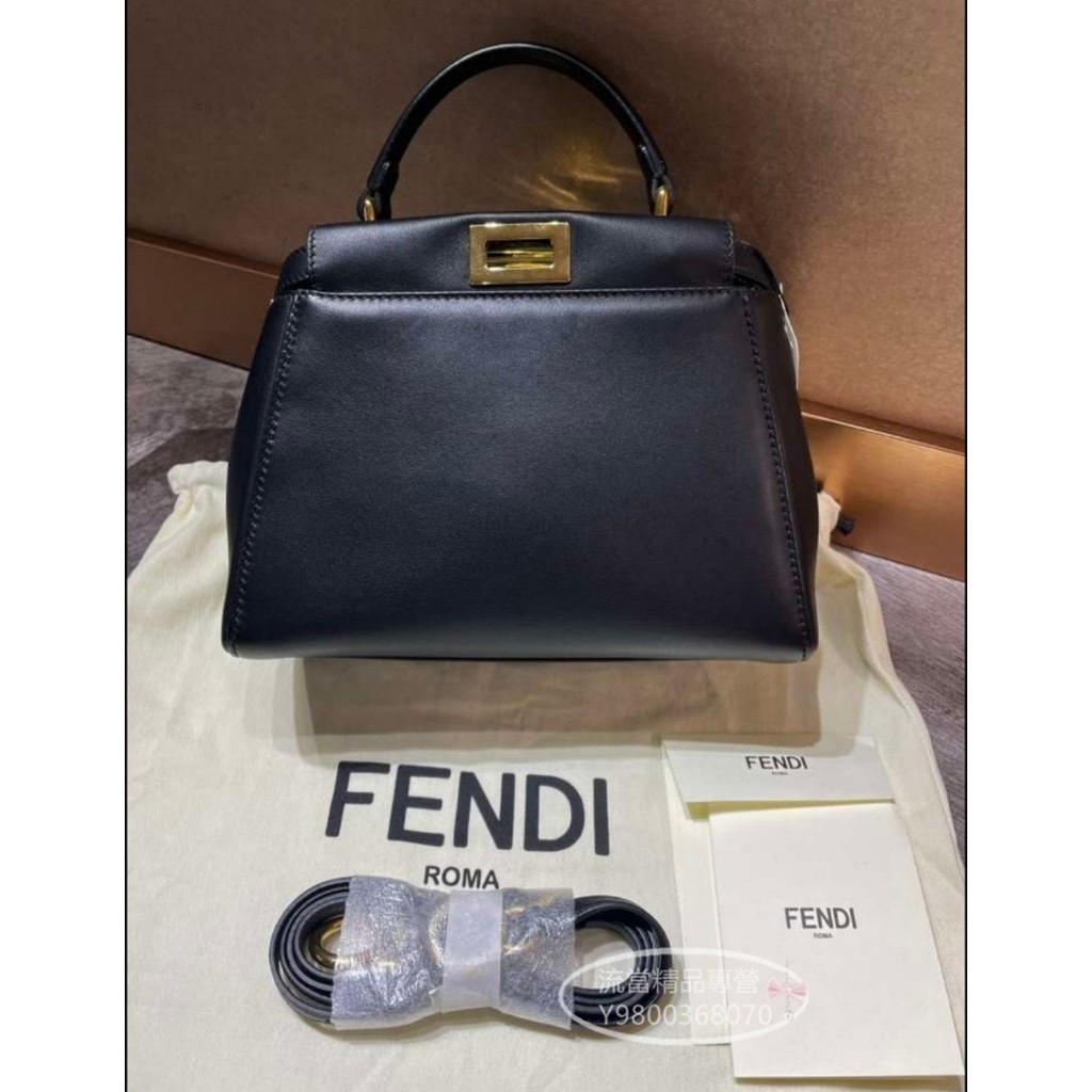 精品二手 FENDI PEEKABOO ICONIC MINI手袋 羊皮 黑色納帕革手袋 手提 肩背 斜背 現貨