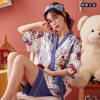 🔥韓潮大碼女裝🔥女生睡衣大尺碼居家服90公斤內可穿睡衣女短袖日系和服夏季短袖學生大碼卡通寬鬆少女薄款家居服套裝#大尺