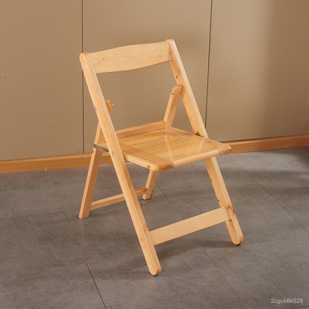 🏠 傢居生活 老樹柏木實木靠背折疊椅子 簡約客廳凳子椅子 成人傢用折疊木椅 加厚
