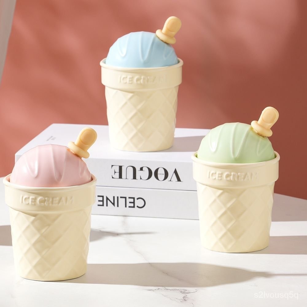 【歡樂購】創意卡通冰淇淋甜筒陶瓷水杯 小清新水果獨角獸雪糕吸管陶瓷馬克杯
