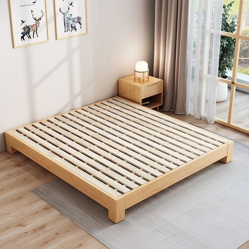實木無床頭床架子榻榻米排骨架床可定製防潮排骨架實木床北歐