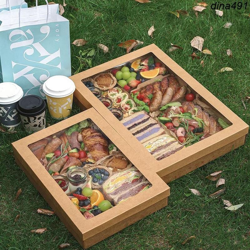 熱銷︱野餐盒野餐盒子露營網紅壽司甜品輕食燒烤牛皮紙打包盒一次性餐盒