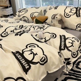 💖小象優選💖 可愛卡通泰迪熊水洗棉四件套床單宿舍床罩學生單人被套宿舍三件套