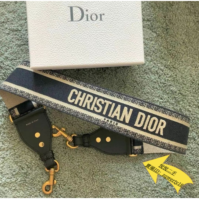 悅悅 二手Dior 迪奧 J'adior 肩帶 寬肩帶 肩背帶 深藍色 logo字母 帆布 近全新 精品 現貨