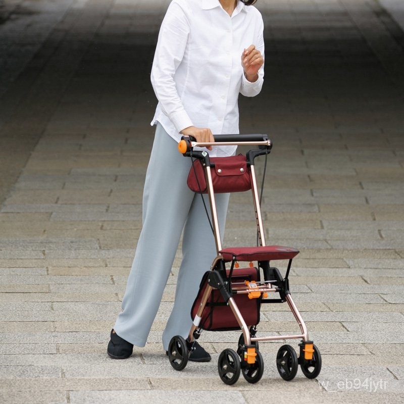 【特惠】日本特高步老人助行器 助步車老年手推車 可坐鋁閤金輕便攜手推車