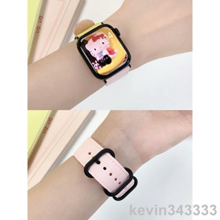 台灣出貨 拼色帆布尼龍錶帶 適用於 Apple Watch S8/Ultra/7/6/se2/4 蘋果智能手錶配件