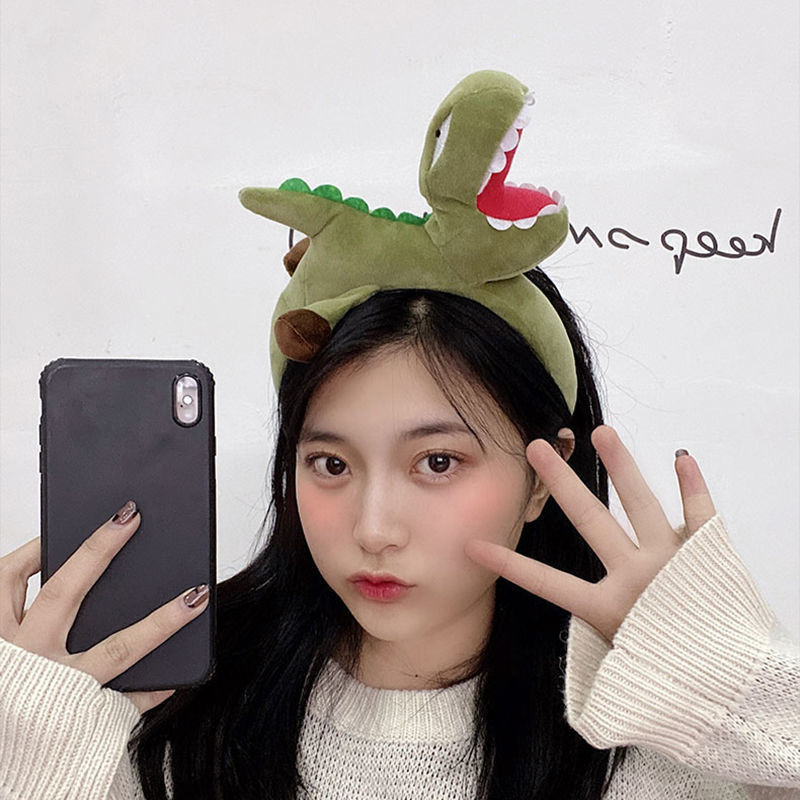 📣開業特惠📣韓國超兇恐龍髮箍搞怪可愛卡通頭箍簡約洗臉髮卡女拍照錶演頭飾品