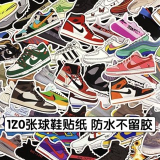 🔥台灣發售🔥 120張新款潮牌AJ球鞋貼紙籃球鞋嘻哈滑闆電腦筆記本頭盔裝飾貼畵