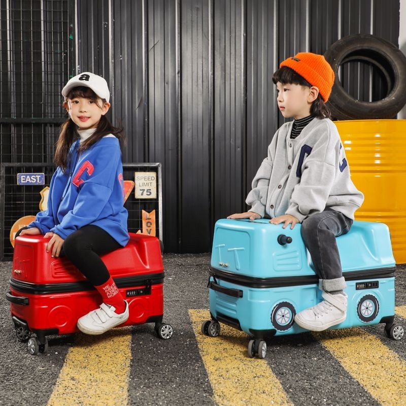 【台灣熱銷】汽車騎行箱兒童拉桿箱 萬向輪寶寶可坐騎行李箱20寸24寸男女旅行箱