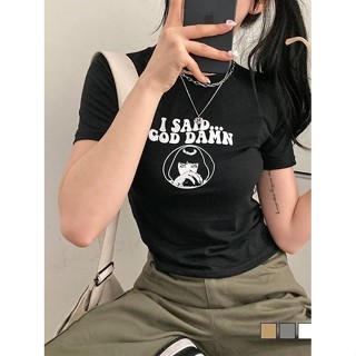 Codibook｜韓國 gifteabox 卡通妮印花短版圓領T恤［預購］短袖上衣 T恤 女裝