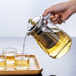 【朵朵】茶壺 冷水壺 加厚玻璃茶壺耐高溫防爆花茶壺不銹鋼 過濾飄逸杯家用茶具套裝 特賣