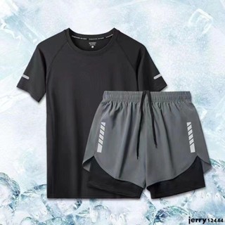 【熱賣】新款男士泳衣套裝沖浪防曬泡溫泉平角游泳褲休閑運動防走光三分褲