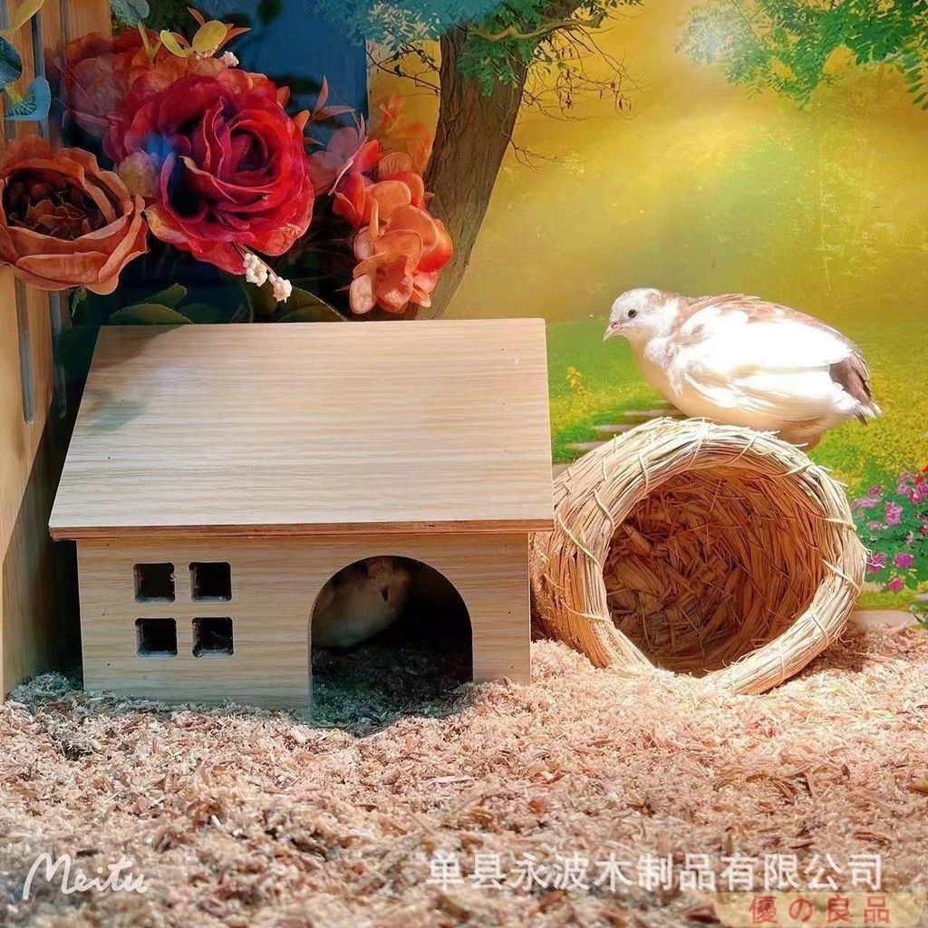 台灣出貨 蘆丁雞小木屋造景必備用品小雞木房子組裝倉鼠窩爬寵飼養箱裝飾品
