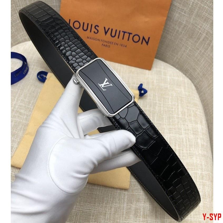 苑苑二手/LV皮帶 Louis Vuitton 路易威登LV男士皮帶 自動扣 鱷魚紋頭層牛皮皮帶 皮帶