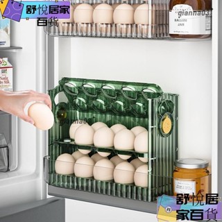 【臺灣出貨】雞蛋收納盒 冰箱側面可翻轉大容量分格三層廚房透明雞蛋鴨蛋保鮮盒 雞蛋盒收納盒 多層廚房儲物神器 翻g